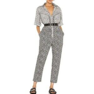Overlover One Piece Cotton Jumpsuit Lolina Black & White Floral Flower Large